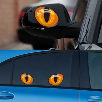 2 бр. Стикери за кола 3D Стерео отразяващи котешки очи Стикер за кола Творчески стикер за огледало за обратно виждане Стикери Универсални стикери за очи