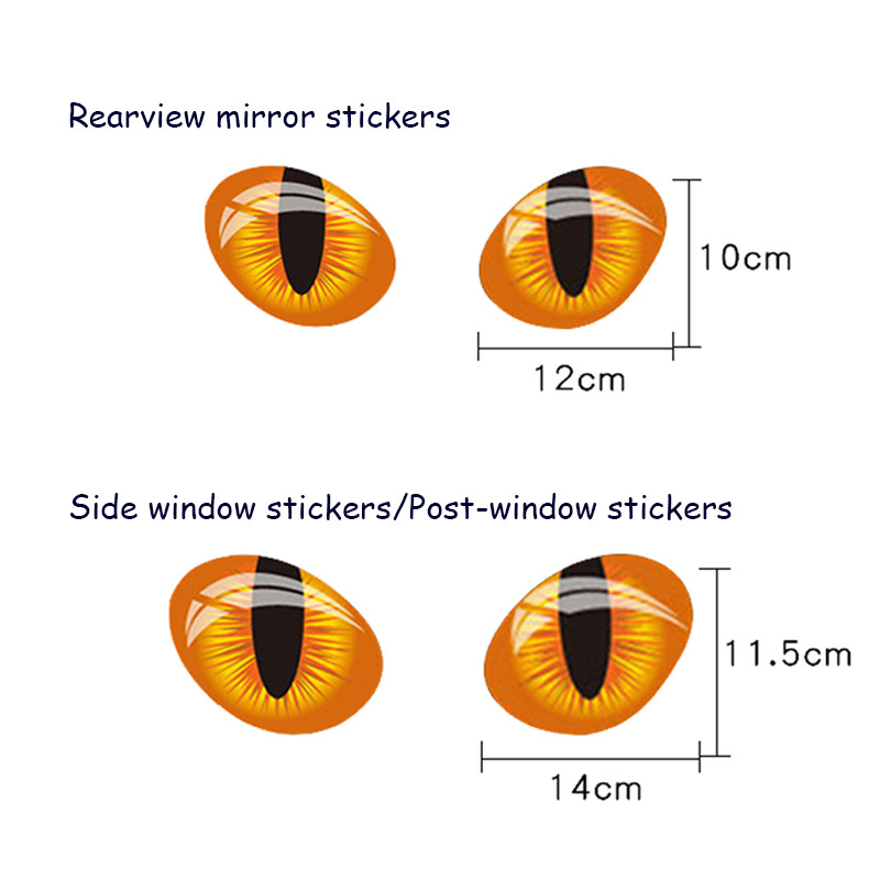 2tk autokleebised 3D stereopeegeldavad kassisilmade autokleebised loomingulised tahavaatepeegli kleebised kleebised universaalsed silmade kleebised