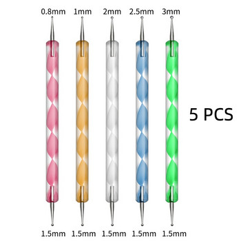 5 ΤΕΜ. Nail Art Dotting Pen Kit Nail Art Rhinestones Πολύτιμοι λίθοι Picking Crystal Dotting Pen For DIY Ανάγλυφο Σχέδιο Νυχιών Διακόσμηση