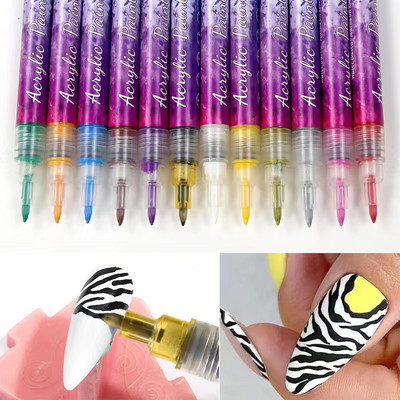 1 τμχ Nail Art Graffiti Στυλό Αδιάβροχο UV Gel Polish Design Dot Painting στυλό σχεδίασης για DIY Abstract Liner Nail Art Flower Tools