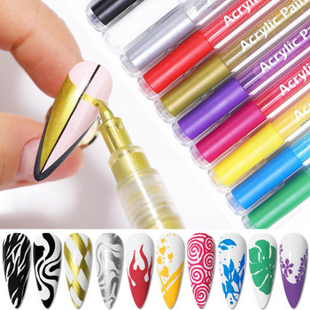 Nail Art Drawing Pen Graffiti Στυλό Αδιάβροχο Σχέδιο Ζωγραφική Liner Εργαλεία μανικιούρ Γυναικεία κορίτσια 3D DIY Nail Art Beauty Tools