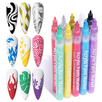 Nail Art Drawing Pen Graffiti Στυλό Αδιάβροχο Σχέδιο Ζωγραφική Liner Εργαλεία μανικιούρ Γυναικεία κορίτσια 3D DIY Nail Art Beauty Tools