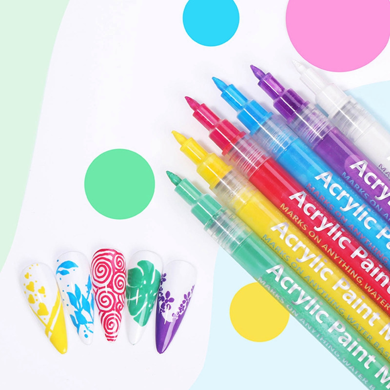 Nagų dailės piešimo rašiklis Graffiti rašiklis vandeniui atsparus piešimo dažymas įklotas Manikiūro įrankiai Moterims mergaitėms 3D DIY Nagų dailė Grožio įrankiai
