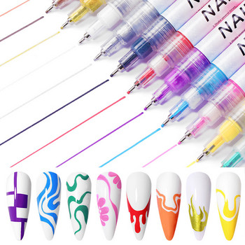Σχέδιο 12 χρωμάτων Nail Art Drawing Graffiti Στυλό Μανικιούρ Νυχιών με κουκκίδες Βερνίκι νυχιών Αφηρημένη γραμμή μολύβι DIY Nail Beauty Flower Pattern
