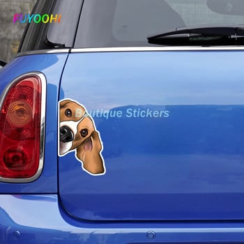 FUYOOHI Play Stickers for Beagle Cartoon Peeking Vinyl Αυτοκόλλητα αυτοκινήτου Αδιάβροχο Ψυγείο Αντηλιακό Αστεία διακόσμηση αυτοκινήτου