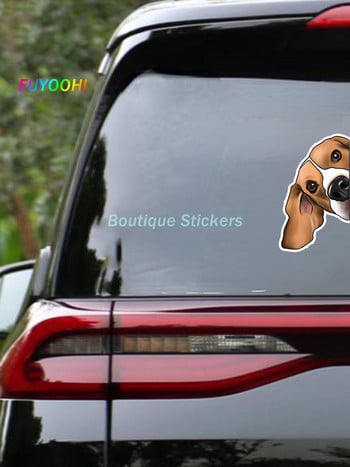 FUYOOHI Play Stickers for Beagle Cartoon Peeking Vinyl Αυτοκόλλητα αυτοκινήτου Αδιάβροχο Ψυγείο Αντηλιακό Αστεία διακόσμηση αυτοκινήτου