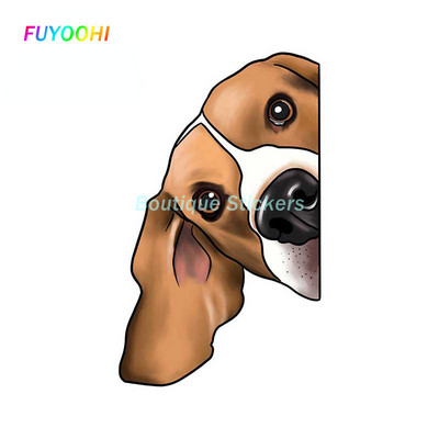 FUYOOHI Play Stickers for Beagle Cartoon Peeking Vinyl Αυτοκόλλητα αυτοκινήτου Αδιάβροχο Ψυγείο Αντηλιακό Αστεία διακόσμηση αυτοκινήτου