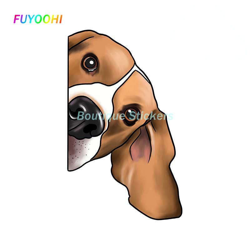 FUYOOHI Play matricák a Beagle rajzfilmhez Peeking vinyl autómatricák Vízálló hűtőszekrény Fényvédő Vicces autódísz