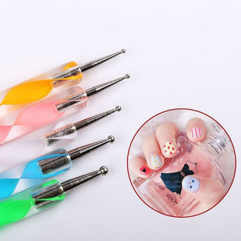 5 τμχ/Σετ Professional 2 Ways Nail Art Dotting Pen Swirl Nail Art Rhinestones Πολύτιμοι λίθοι Picking Crystal Dotting Pen Dotting Εργαλεία μανικιούρ #T3