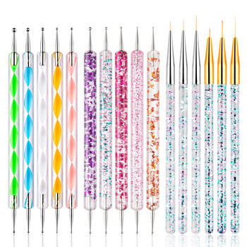 8 τμχ/σετ Βούρτσες Μανικιούρ Σετ Dotting Pen Acrylic Pro Nail Extension Βούρτσες ζωγραφικής για Nail Art Gel Εργαλεία βερνικιού νυχιών