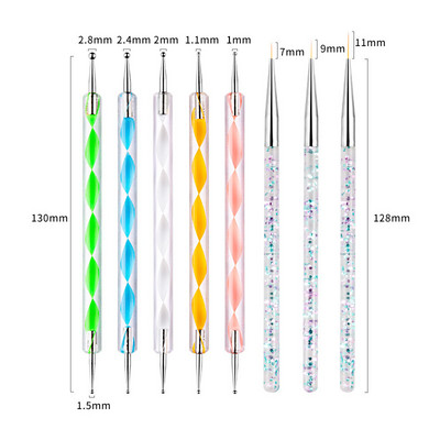 8db/készlet Manikűr ecsetek készletek Dotting Pen Acrylic Pro körömhosszabbító festő köröm ecsetek Nail Art gél körömlakk eszközökhöz
