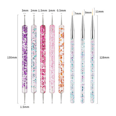 8db/készlet Manikűr ecsetek készletek Dotting Pen Acrylic Pro körömhosszabbító festő köröm ecsetek Nail Art gél körömlakk eszközökhöz
