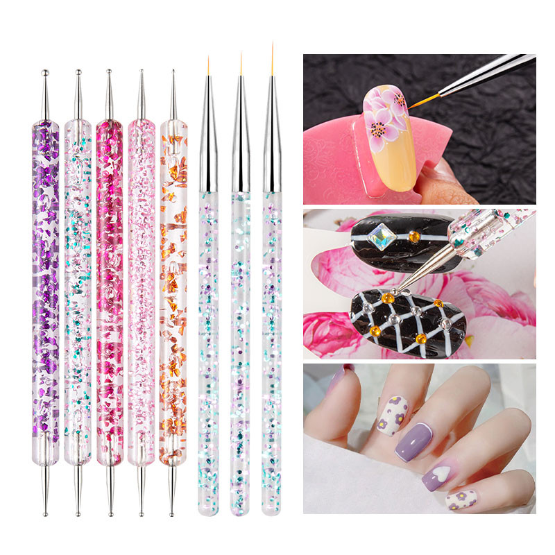 8db/készlet Manikűr ecsetek készletek Dotting Pen Acrylic Pro körömhosszabbító festő köröm ecsetek Nail Art gél körömlakk eszközökhöz