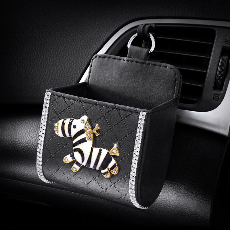 Crystal Diamond Crown Priză de mașină Ventilare de aer Cutie de gunoi pentru Suport pentru telefon mobil Auto Husă Organizator Geantă de depozitare agățată Stil auto