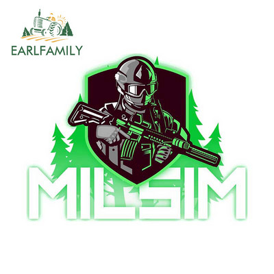 EARLFAMILY 13 cm x 10 cm Milsim žalias lipdukas Juokingas automobilio stiliaus animacinis filmas Ginkluotųjų pajėgų automobilio lipdukas, skirtas nešiojamojo kompiuterio lango bagažinės apdailai
