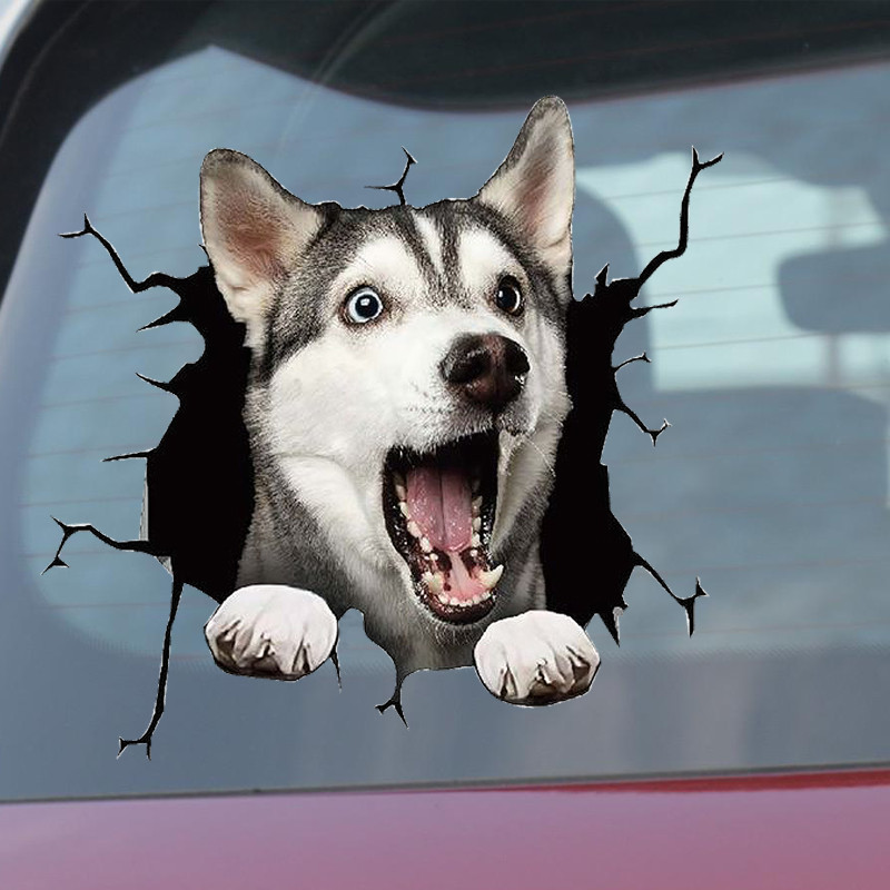 Autómatrica Auto hátsó ablak kiskutya törött ablak matricák elektrosztatikus 3D szimuláció francia bulldog autómatricák vinil matricák