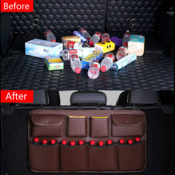 Νέα δερμάτινη PU δερμάτινη τσάντα αποθήκευσης πίσω καθίσματος αυτοκινήτου Πολλαπλής χρήσης Organizer πορτμπαγκάζ αυτοκινήτου Αυτόματη αποθήκευση Τακτοποίηση Auto εσωτερικό αξεσουάρ