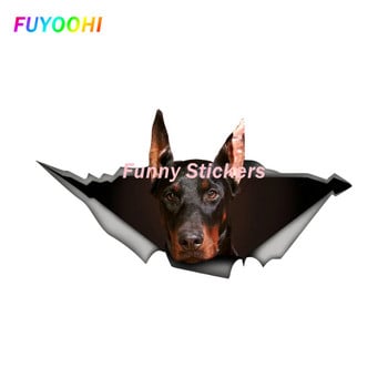 FUYOOHI Play Stickers Doberman Dog Pet Animal Самозалепваща се PVC стикера Стикер за кола за автомобилни декори на броня Заден прозорец Лаптоп