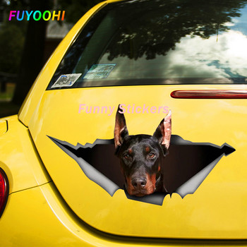 FUYOOHI Play Stickers Doberman Dog Pet Animal Самозалепваща се PVC стикера Стикер за кола за автомобилни декори на броня Заден прозорец Лаптоп