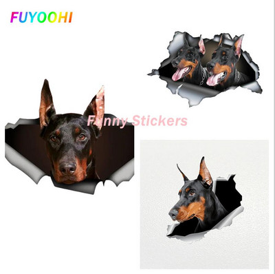 FUYOOHI Play lipdukai Dobermano šunų naminių gyvūnėlių lipdukai PVC lipdukai automobiliams dekoruoti ant buferio galinio lango nešiojamojo kompiuterio