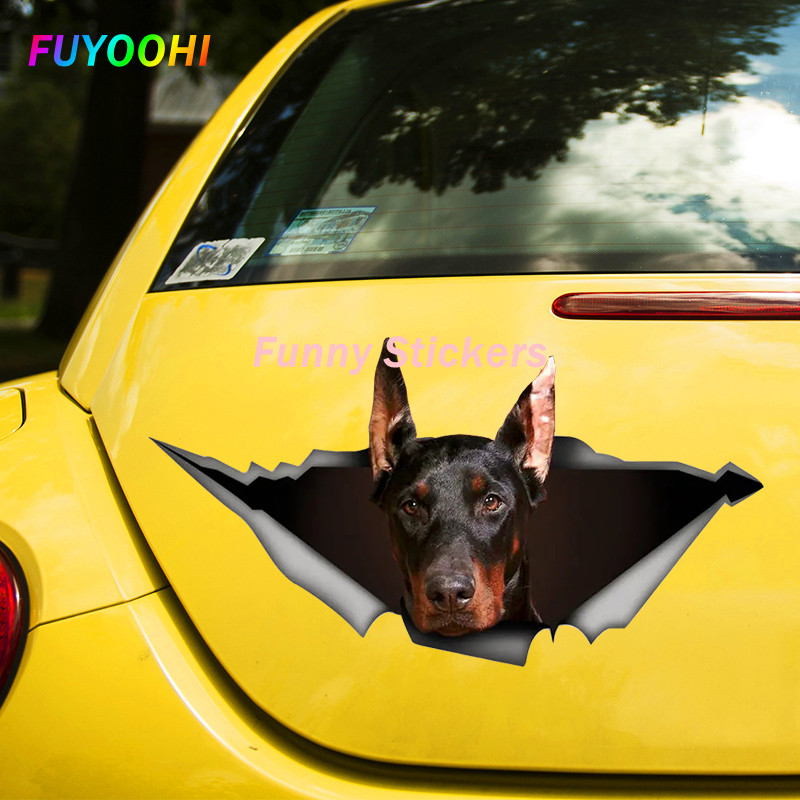 FUYOOHI Play matricák Doberman Kutya Kisállat Öntapadó PVC Matrica Autómatrica Autódíszekhez a lökhárító hátsó ablakos laptopon