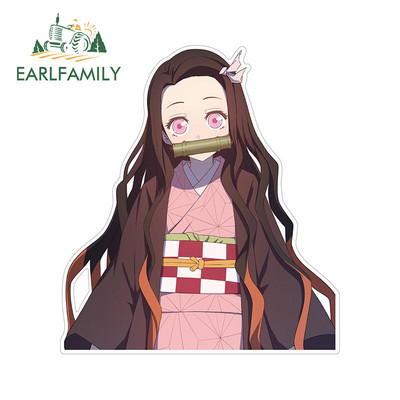 EARLFAMILY 13 cm x 11,7 cm, skirta Demon Slayer Kamado Nezuko automobilių lipdukai, atsparūs vandeniui, įbrėžimams, lipdukai, šalmo nešiojamojo kompiuterio dekoras