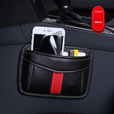 Organizator pentru scaunul din spate al mașinii Geantă de depozitare din piele Organizator din spate al scaunului auto cu adeziv Geanta portofel pentru telefonul mobil Accesorii interioare