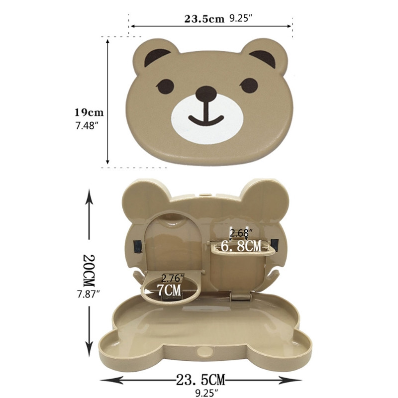 Automatinis užpakalinės sėdynės staliukas gėrimų maistui puodelių padėklų laikiklis, stovas sulankstomas automobilio gėrimų laikiklis Animacinių filmų kūdikių pietų lėkštė automobilių vaikams