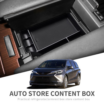 για Toyota Sienna 2021 2022 Κεντρική κονσόλα Υποβραχιόνιο Κουτί αποθήκευσης ΜΑΥΡΟ