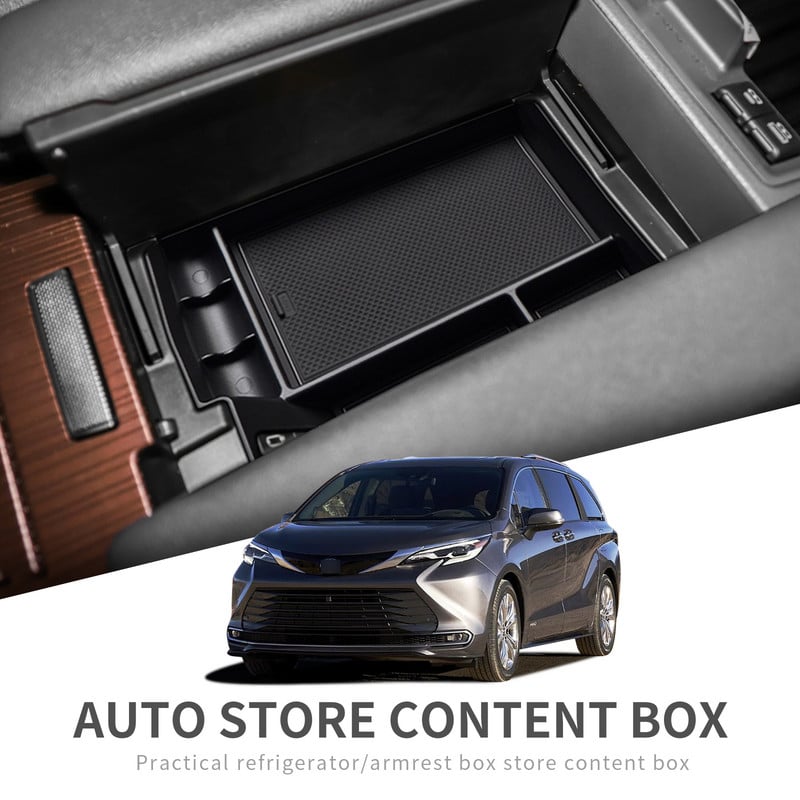 Toyota Sienna 2021 2022 középkonzolhoz, kartámasz tárolódoboz tartozékai FEKETE