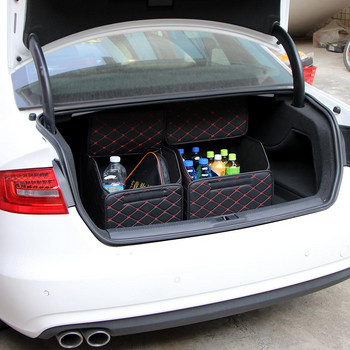 Сгъваема кожена кутия за съхранение на багажник на кола Водоустойчива чанта за съхранение на товари Автоматично прибиране Кутия за организиране на подреждане