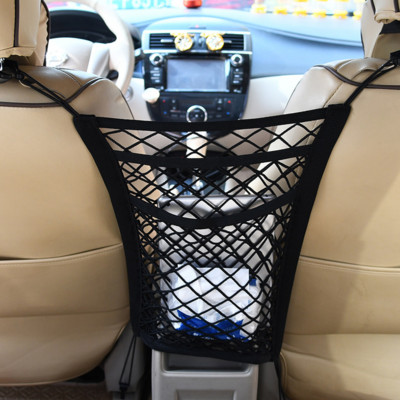 Automobilinis elastinis laikymo tinklinis krepšys tarp sėdynių Auto salono tvarkyklė Automobilio skirstytuvas naminių gyvūnėlių barjeras Universalus tamprus 3 sluoksnių tinklinis krepšys