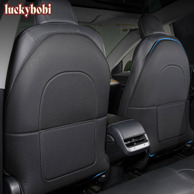 За Tesla Model 3 Y Облегалка на седалката на автомобила Anti Kick Pad Protector Interior Child Anti Dirty Leather Styling Accessories Decoration