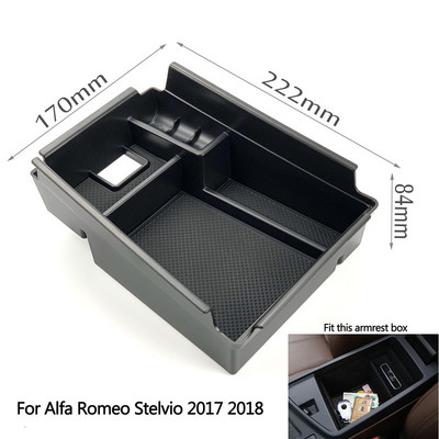 Alfa Romeo Stelviohoz 2017-19/ Giulia 2016-19 Középkonzol kartámasz tárolódoboz Autós stílus kiegészítők Belső tartótálca