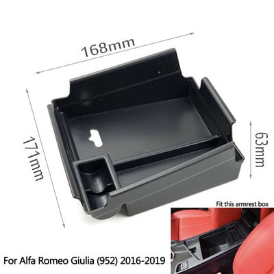 Alfa Romeo Stelviohoz 2017-19/ Giulia 2016-19 Középkonzol kartámasz tárolódoboz Autós stílus kiegészítők Belső tartótálca