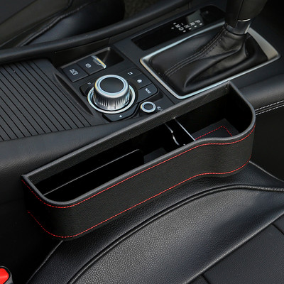Universāls automašīnas sēdekļa organizatora sprauga Auto Storage Box PU ādas kabatas tālruņa turētājs Maka saspraudes kartes komplekts Auto piederumi