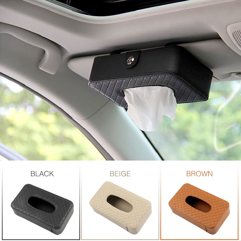 Universal Car Tissue Box Δημιουργικό δερμάτινο κουτί θήκης για χαρτοπετσέτα Πίσω κάθισμα Sun Visor Tissue Organizer για αυτοκίνητο