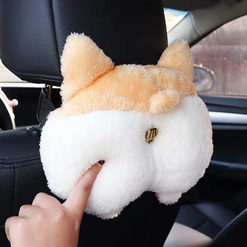 Creative Car Tissue Box Corgi Ass Μαλακό Cartoon Θήκη χαρτοπετσέτας Cute Animals Χάρτινα κουτιά Υπέροχη θήκη χαρτοπετσέτας για πλάτη καθίσματος αυτοκινήτου
