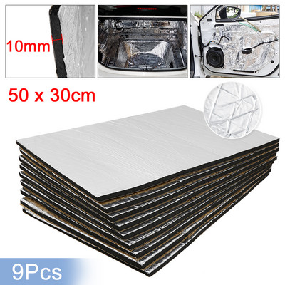 Uxcell 9gab/12gb 50cm*30cm skaņas slāpētāja siltumizolācijas paklājiņš auto furgona skaņu necaurlaidīgs izolējošais izolācijas materiāls automašīnas pārsega izolācijai