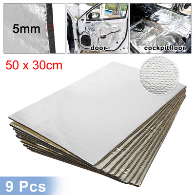 Uxcell 9gab/12gb 50cm*30cm skaņas slāpētāja siltumizolācijas paklājiņš auto furgona skaņu necaurlaidīgs izolējošais izolācijas materiāls automašīnas pārsega izolācijai
