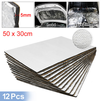 Uxcell 9gab/12gb 50cm*30cm skaņas slāpētāja siltumizolācijas paklājiņš auto furgona skaņu necaurlaidīgs izolējošais izolācijas materiāls automašīnas pārsega izolācijai