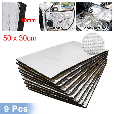 Uxcell 9gab/12gb 50cm*30cm skaņas slāpētāja siltumizolācijas paklājiņš auto furgona skaņu necaurlaidīgs izolējošais izolācijas materiāls automašīnas pārsega izolācijai