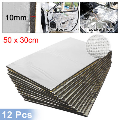 Uxcell 9gab/12gb 50cm*30cm skaņas slāpētāja siltumizolācijas paklājiņš auto furgona skaņu necaurlaidīgs izolējošais izolācijas materiāls automašīnas pārsega izolācijai