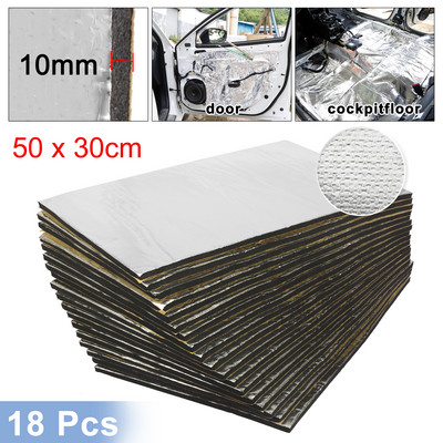 Uxcell 9gab/12gb 50cm*30cm skaņas slāpētāja siltumizolācijas paklājiņš auto furgona skaņu necaurlaidīgs izolējošais izolācijas materiāls automašīnas pārsega izolācijai