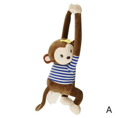 Kūrybingas mielas animacinis filmukas beždžionė, namų biuras, mašina, pakabinama popierinė servetėlė, audinio dėžutės dangtelio laikiklis, nešiojamasis popierinis dėžutė, minkšti 3D gyvūnai