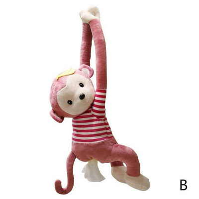 Kūrybingas mielas animacinis filmukas beždžionė, namų biuras, mašina, pakabinama popierinė servetėlė, audinio dėžutės dangtelio laikiklis, nešiojamasis popierinis dėžutė, minkšti 3D gyvūnai