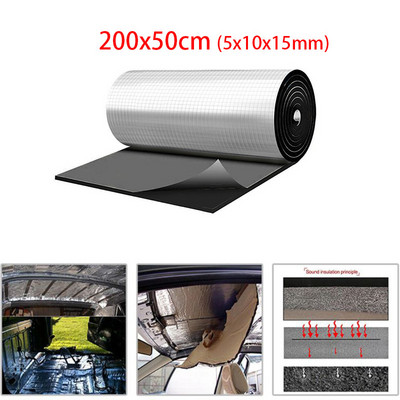 50x200cm 5/10/15mm for Car Acoustic thermal Sound Deadener Mat Noise Soundproofing Bonnet Insulation Deadening for Hood for Wall