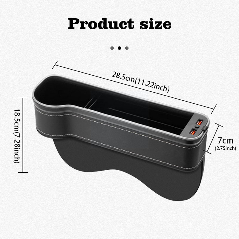 Autós rés tároló doboz 2 USB töltővel Színes rés szervező oldalsó zseb ülés palackkártya LED poharak autós oldalsó zsebtartó