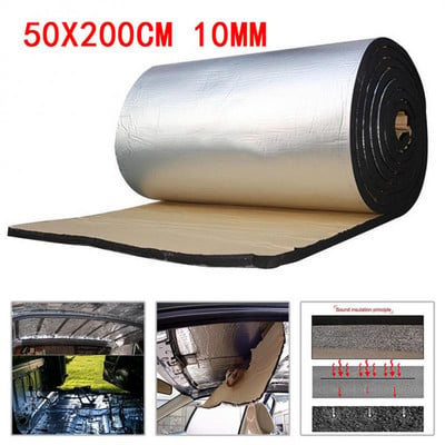 1 rolă 50cmx200cm 3/5/6/10mm Izolație fonică a mașinii Tampă ignifugă de izolare termică Folie de aluminiu Tampă de amortizare a sunetului pentru motor