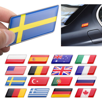 τρισδιάστατο αλουμίνιο Σουηδία Ρωσία Βέλγιο Γερμανία Ιταλία Ρουμανία Ολλανδία Καναδάς Ελλάδα Σημαία έμβλημα αυτοκινήτου Πλαϊνό αμάξωμα Διακόσμηση πορτμπαγκάζ